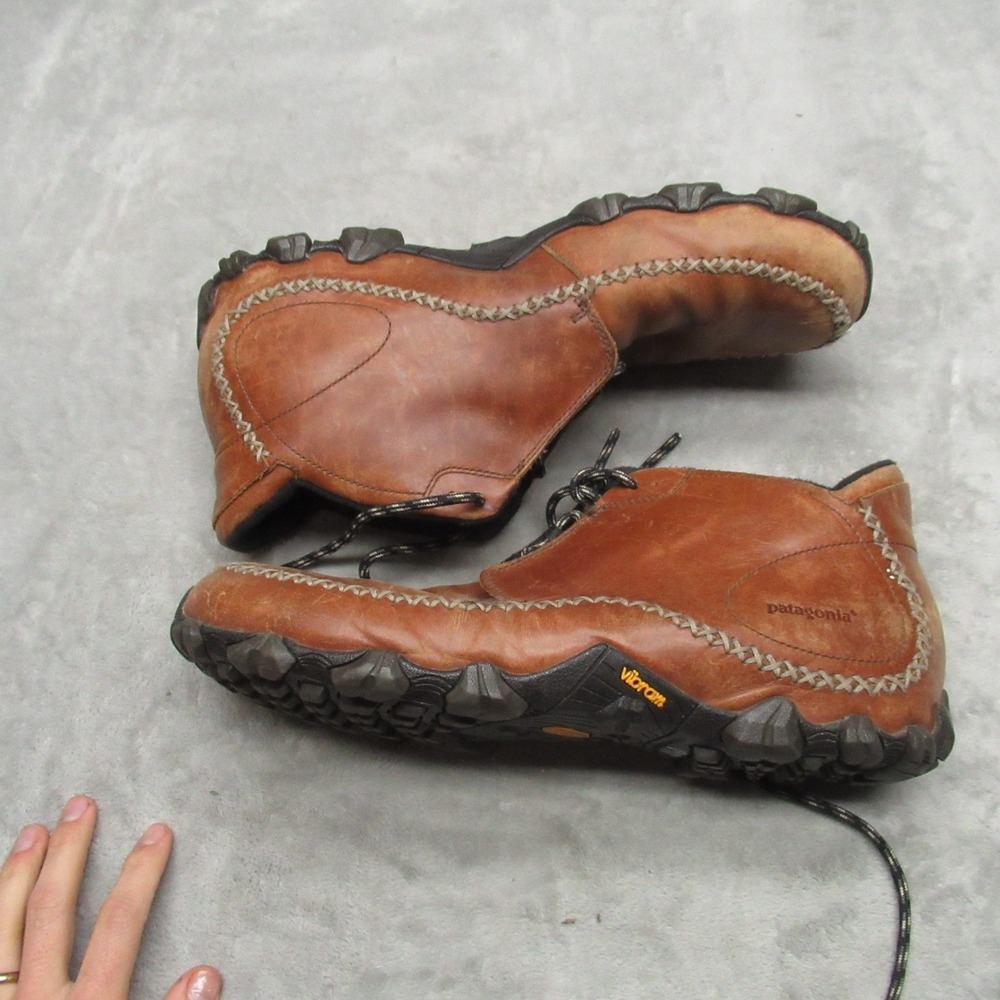 Patagonia Mens 14 Mid Boots Brown Leather Vibram Ranger Smith Waterproof Lace Up - Picture 4 of 16
